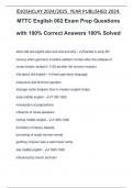 MTTC English 002 Exam Prep Questions with 100% Correct Answers 100% Solved