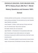 MTTC History Exam (09) Part 1: World History Questions and Answers 100% Solved