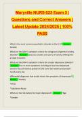 Maryville NURS 623 Exam 3 | Questions and Correct Answers | Latest Update 2024/2025 | 100% PASS