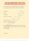 Texas Government 2306 - Exam 1, Texas  Government 2306 Questions And Answers