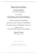 PRINTED TEST BANK JUSTINE C. BAKER Peirce College, Philadelphia, PAto accompany THE TRIOLA STATISTICS SERIES: Elementary Statistics, Tenth Edition Elementary Statistics Using Excel, Third Edition Essentials of Statistics, Third Edition Elementary Statisti