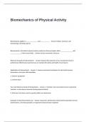 Biomechanics of Physical Activity Exam Questions and Answers