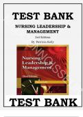 Test Bank for Nursing Leadership & Management 3rd Edition by Patricia Kelly