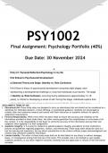 PSY1002 Final Assignment Psychology Portfolio (ANSWERS) 2024 - DISTINCTION GUARANTEED