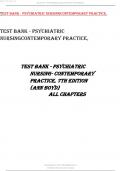 TEST BANK - PSYCHIATRIC NURSINGCONTEMPORARY PRACTICE||Latest 2024|25 ||TEAMTESTBANK||Verified by experts||Publisher	‎LWW; Seventh, North American edition (October 28, 2021) Language	‎English Paperback	‎872 pages ISBN-10	‎1975161181 ISBN-13	‎978-1975161187