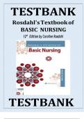 Test Bank - Rosdahl's Textbook of Basic Nursing 12th Edition by Caroline Rosdahl, (All Chapters Included 1-103)  A+ Guide.