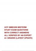 UCF QMB3200 MIDTERM STUDY EXAM QUESTIONS  WITH CORRECT ANSWERS ALL VERIFIED BY AN EXPERT  A+ GRADED (LATEST UPDATE)