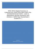 WGU D431 Digital Forensics in Cybersecurity  WGU D431 Pre-Assessment Exam D431 - Laws & Regulations Review Questions and Answers | 100% Pass Guaranteed | Graded A+ |