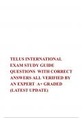 TELUS INTERNATIONAL EXAM STUDY GUIDE QUESTIONS  WITH CORRECT ANSWERS 