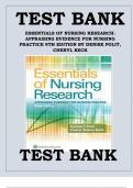 TEST BANK Essentials of Nursing Research Appraising Evidence for Nursing Practice (9TH) by Denise Polit Complete Guide All Chapters