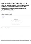 HESI PHARMACOLOGY EXAM 2024 ACTUAL EXAM 2 VERSIONS EACH WITH 70 QUESTIONS WITH DETAILED VERIFIED ANSWERS AND RATIONALES (100% CORRECT ANSWERS) /ALREADY GRADED A+