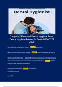 Computer Simulated Dental Hygiene Exam, Dental Hygiene Prometric Exam CDCA/ 728 Q&A 