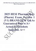  2025 HESI Pharmacology (Pharm) Exam Version 1 (V1) BRAND NEW Q&As Guaranteed Pass w/A+ Actual Screenshots Included. A++