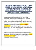 SAUNDERS RN MENTAL HEALTH 1 EXAM  NEWEST COMPREHENSIVE ACTUAL EXAM  COMPLETE ACCURATE QUESTIONS AND  DETAILED VERIFIED ANSWERS GRADED A+  | 100% VERIFIED | 2024 UPDATE!!!