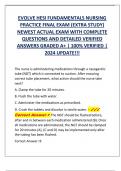 EVOLVE HESI FUNDAMENTALS NURSING  PRACTICE FINAL EXAM (EXTRA STUDY)  NEWEST ACTUAL EXAM WITH COMPLETE  QUESTIONS AND DETAILED VERIFIED  ANSWERS GRADED A+ | 100% VERIFIED |  2024 UPDATE!!!