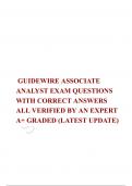  GUIDEWIRE ASSOCIATE ANALYST EXAM QUESTIONS  WITH CORRECT ANSWERS ALL VERIFIED BY AN EXPERT  A+ GRADED (LATEST UPDATE)