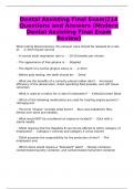 Dental Assisting Final Exam|214 Questions and Answers (Modern Dental Assisting Final Exam Review)