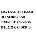 RDA PRACTICE EXAM QUESTIONS AND CORRECT ANSWERS 2024/2025 GRADED A+