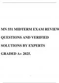 MN 551 MIDTERM EXAM REVIEW QUESTIONS AND VERIFIED SOLUTIONS BY EXPERTS GRADED A+ 2025.