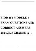 BIOD 151 MODULE 6 EXAM QUESTIONS AND CORRECT ANSWERS 2024/2025 GRADED A+.