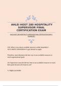 AHLEI HOST 280 HOSPITALITY SUPERVISOR FINAL CERTIFICATION EXAM |COMPLETE!!