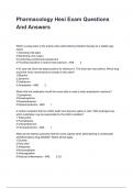 Pharmacology Hesi Exam Questions And Answers