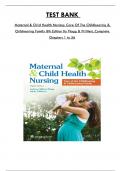 Test Bank For Maternal & Child Health Nursing: Care Of The Childbearing & Childrearing Family 8th Edition By Flagg & Pillitteri, Consists of 56 Complete Chapters, ISBN: 978-1496348135