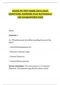 NCLEX PN TEST BANK 2024/2025  QUESTIONS ANSWERS PLUS RATIONALE  100 GUARANTEED PASS