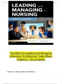 LEADING AND MANAGING IN NURSING - BINDER READY 7TH EDITION BY PATRICIA S. YODER-WISE|| TEST BANK ALL CHAPTERS 1-31|| 100% VERIFIED ANSWERS || NEWEST VERSION|| A+ ULTIMATE GUIDE