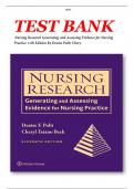 TEST BANK  for Nursing Research Generating and Assessing Evidence for Nursing Practice 11th Edition By Denise Polit; Chery.