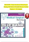 TIMBY'S INTRODUCTORY MEDICAL SURGICAL NURSING 13th EDITION MORENO TEST BANK |CHAPTER 1-72|PASSING SCORE GUARANTEED 100%