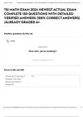 TSI MATH EXAM 2024 NEWEST ACTUAL EXAM COMPLETE 150 QUESTIONS WITH DETAILED VERIFIED ANSWERS (100% CORRECT ANSWERS) /ALREADY GRADED A+