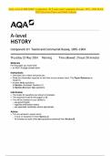 AQA A-level HISTORY Component 1H Tsarist and Communist Russia, 1855–1964 MAY 2024 Question Paper and Mark Scheme