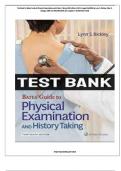 Test Bank for Bates' Guide to Physical Examination and History Taking 13th Edition (LWW; August 26,2020) by Lynn S. Bickley, Peter G. Szilagyi, ISBN No;  9781496398178, All Chapters 1-20 (NEWEST 2024)