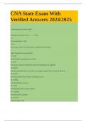 CNA State Exam With Verified Answers 2024/2025