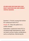 ATI MED-SURG CMS EXAM 2023/ 2024 NEW!!! QUESTIONS AND 100% CORRECT VERIFIED ANSWERS