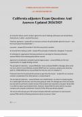 California adjusters Exam Questions And Answers Updated 2024/2025