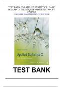 Test Bank For Applied Statistics I Basic Bivariate Techniques 3rd Edition by Rebecca Warner All 1-18 Chapters Covered  ||Complete A+ Guide