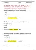 MICHIGAN BUILDERS LICENSE - ALL QUESTIONS FORTHE60COURSE EXAM LATEST UPDATE 2024/2025 QUESTIONSANDANSWERS ALL ANSWERS 100% CORRECT A+ SCORE