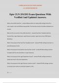 Epic CLN 251/252 Exam Questions With Verified And Updated Answers.