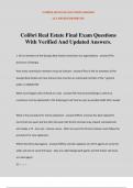 Colibri Real Estate Final Exam Questions With Verified And Updated Answers.