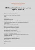 CPA Ethics Exam Questions And Answers Updated 2024/2025