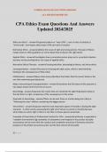 CPA Ethics Exam Questions And Answers Updated 2024/2025