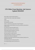 CPA Ethics Exam Questions And Answers Updated 2024/2025