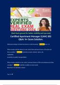 Certified Apartment Manager (CAM) 383 Q&A/ A+ Score Solution.   