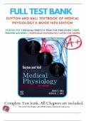 Test Bank For Guyton and Hall Textbook of Medical Physiology 14th Edition By John E. Hall; Michael E. Hall | | 9780323597128 | Chapter 1-85 | Complete Questions And Answers A+