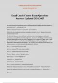 Excel Crash Course Exam Questions Answers Updated 2024/2025