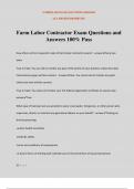 Farm Labor Contractor Exam Questions and Answers 100% Pass