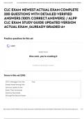 CLC EXAM NEWEST ACTUAL EXAM COMPLETE 200 QUESTIONS WITH DETAILED VERIFIED ANSWERS (100% CORRECT ANSWERS) / ALPP CLC EXAM STUDY GUIDE UPDATED VERSION ACTUAL EXAM /ALREADY GRADED A+