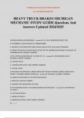 HEAVY TRUCK BRAKES MICHIGAN MECHANIC STUDY GUIDE Questions And Answers Updated 2024/2025